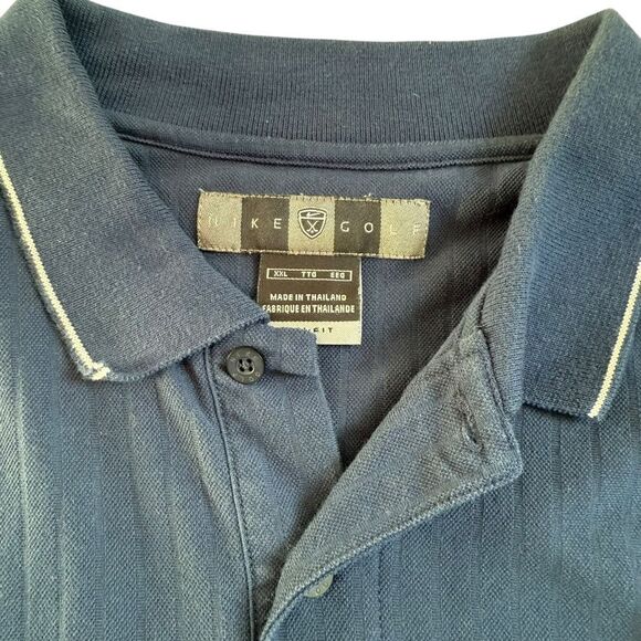 Nike Golf Polo Shirt Mens Size 2XL Dri Fit Short Sleeve Navy Blue Solid - Picture 9 of 12